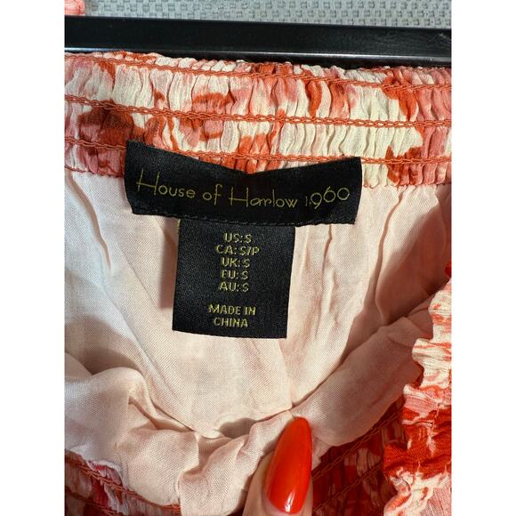 House of Harlow 1960 Off Shoulder Floral Ruffle Dress S | Boho Patchwork Style - Picture 5 of 5